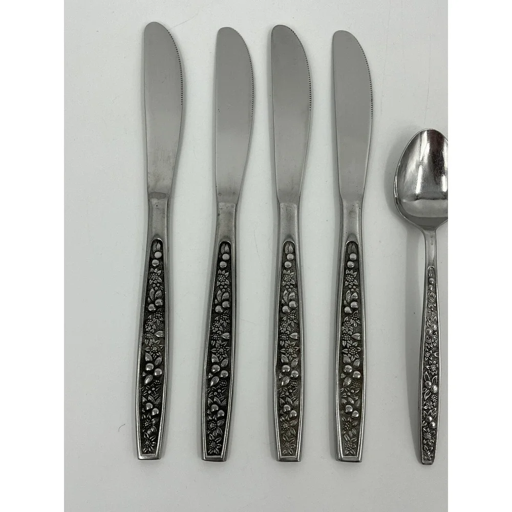 Pageant Stainless Japan Harvest Flatware 9 Pieces Forks Butter Knives Spoons